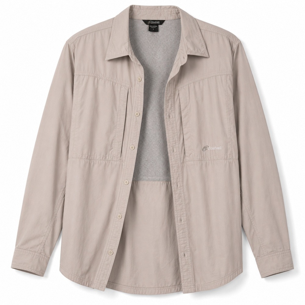 Cloudveil Lightweight Beige Vented Fishing Jacket L Outdoors Hiking Utility